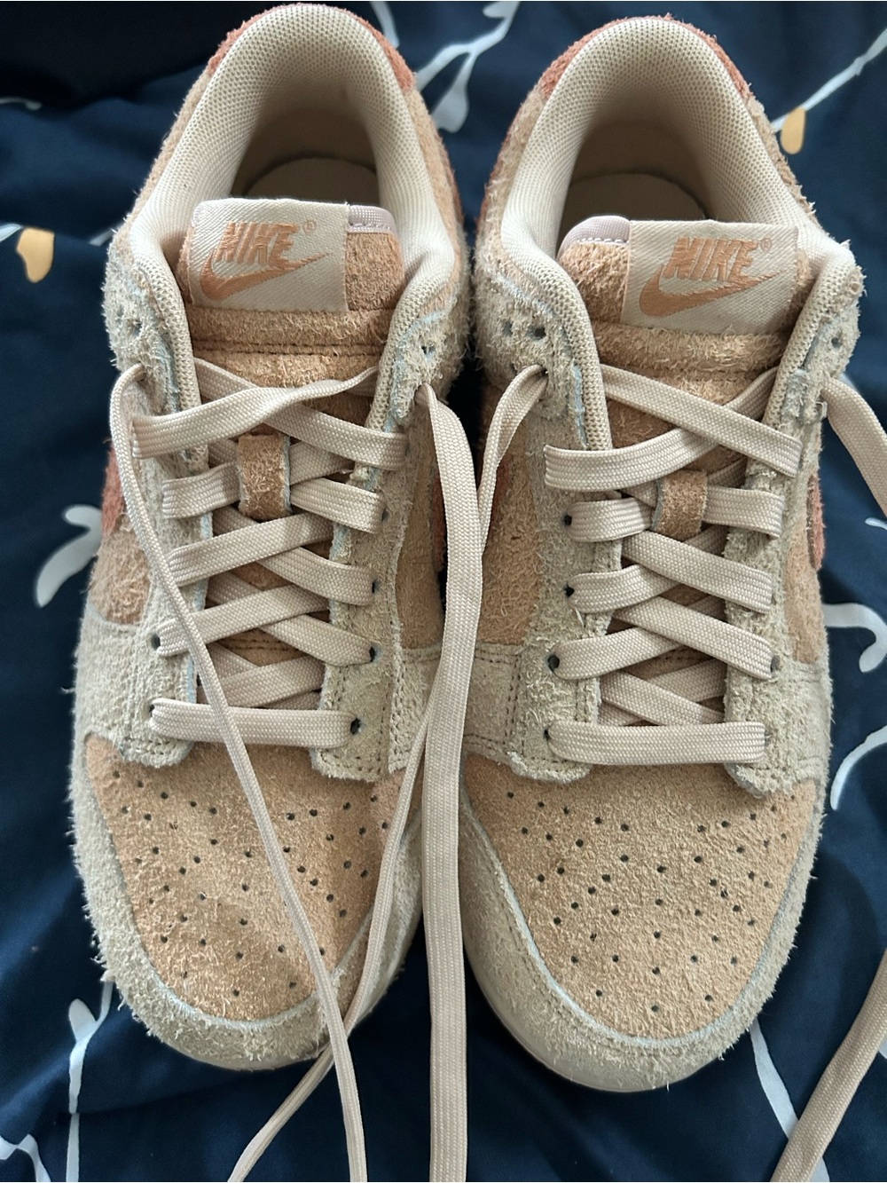 Nike Beige and Tan Suede Low-Top Sneakers